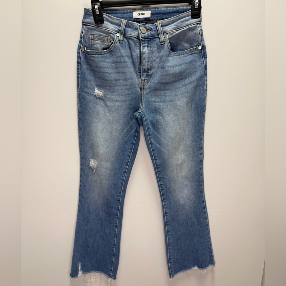 EUC CEROS Frayed Hem Denim Blue Jeans Size 25